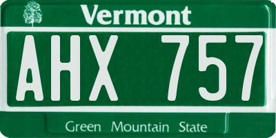VT license plate AHX757