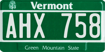 VT license plate AHX758