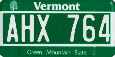 VT license plate AHX764