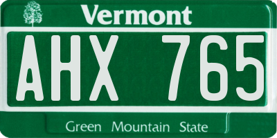 VT license plate AHX765