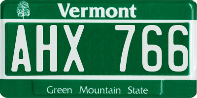 VT license plate AHX766