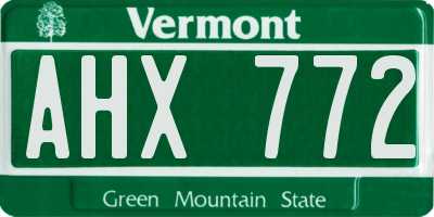 VT license plate AHX772