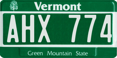 VT license plate AHX774