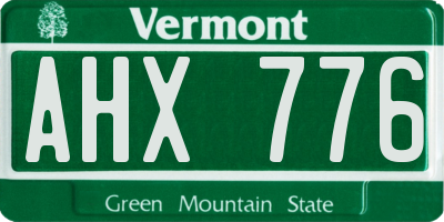 VT license plate AHX776
