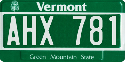 VT license plate AHX781