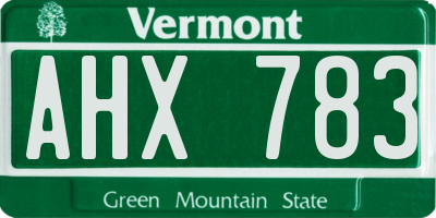 VT license plate AHX783