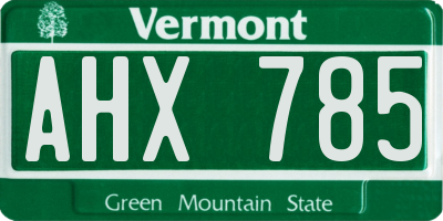 VT license plate AHX785