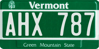 VT license plate AHX787