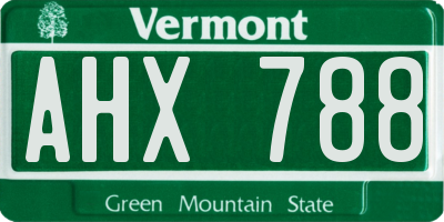 VT license plate AHX788