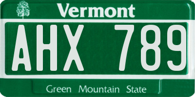 VT license plate AHX789