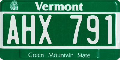 VT license plate AHX791