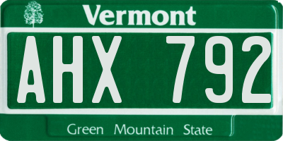 VT license plate AHX792