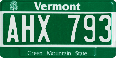 VT license plate AHX793