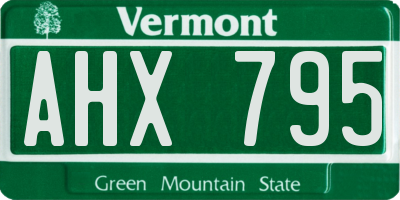 VT license plate AHX795