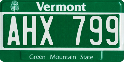 VT license plate AHX799