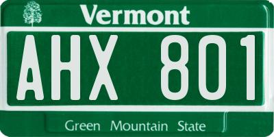 VT license plate AHX801