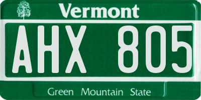 VT license plate AHX805