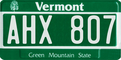 VT license plate AHX807
