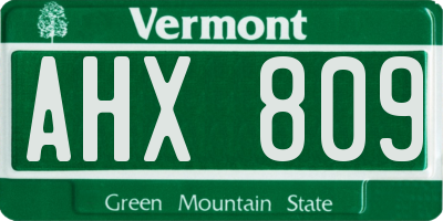 VT license plate AHX809