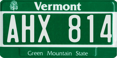 VT license plate AHX814