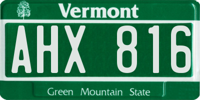 VT license plate AHX816