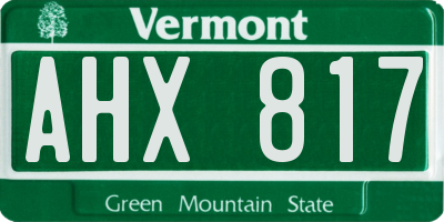 VT license plate AHX817