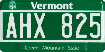 VT license plate AHX825