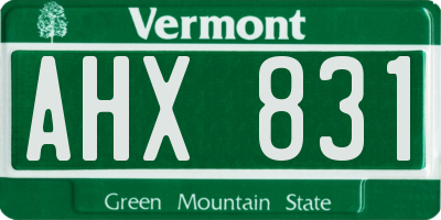 VT license plate AHX831