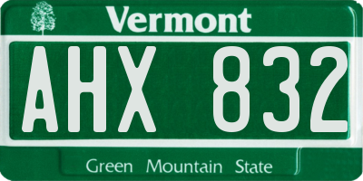 VT license plate AHX832