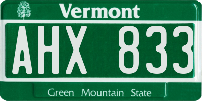 VT license plate AHX833