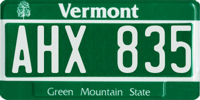 VT license plate AHX835