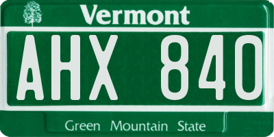 VT license plate AHX840