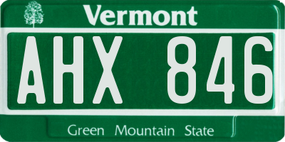 VT license plate AHX846