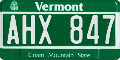 VT license plate AHX847