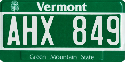 VT license plate AHX849