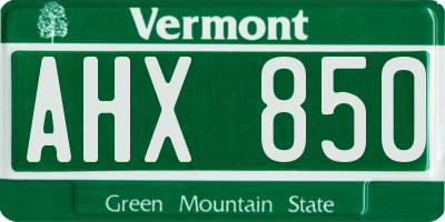 VT license plate AHX850