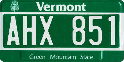 VT license plate AHX851