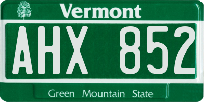 VT license plate AHX852