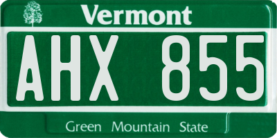 VT license plate AHX855