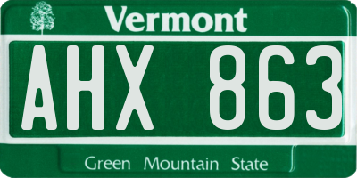 VT license plate AHX863