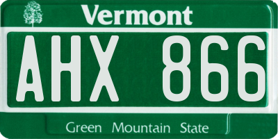 VT license plate AHX866
