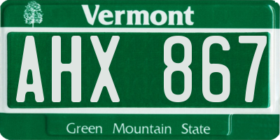 VT license plate AHX867