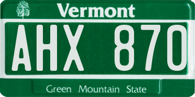 VT license plate AHX870