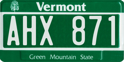 VT license plate AHX871
