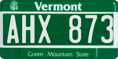 VT license plate AHX873