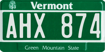 VT license plate AHX874