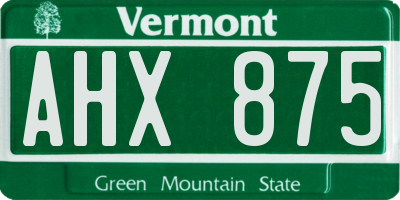 VT license plate AHX875