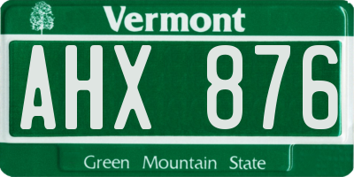 VT license plate AHX876