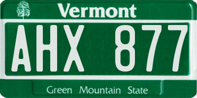 VT license plate AHX877