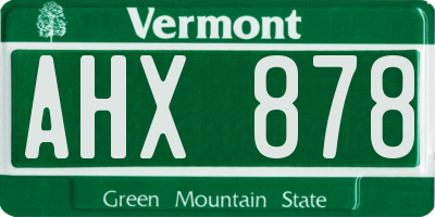 VT license plate AHX878